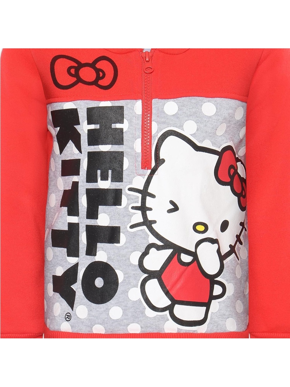 Hello Kitty Red & Gray Half-Zip Sweatshirt for Kids